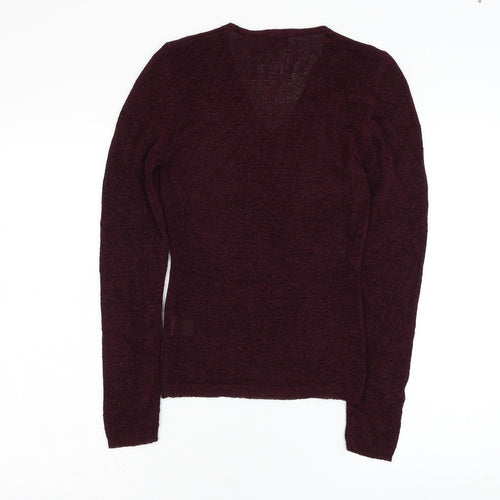 Oasis Womens Purple V-Neck  Polyester Pullover Jumper Size 12
