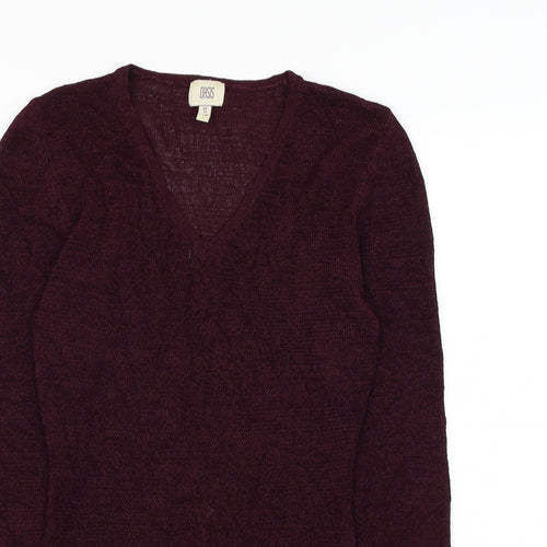 Oasis Womens Purple V-Neck  Polyester Pullover Jumper Size 12