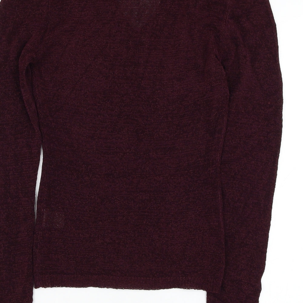 Oasis Womens Purple V-Neck  Polyester Pullover Jumper Size 12