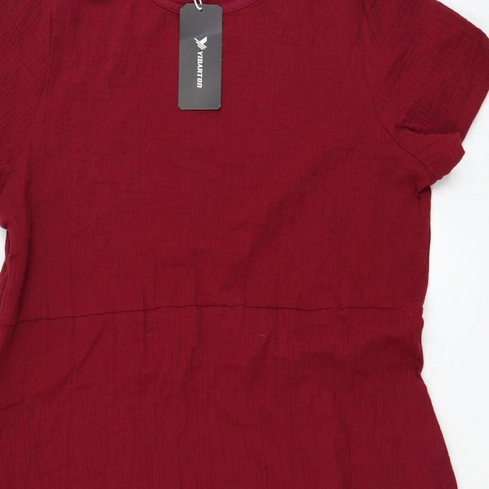 Yidarton Womens Red  Polyester Shift  Size 3XL  Round Neck Pullover