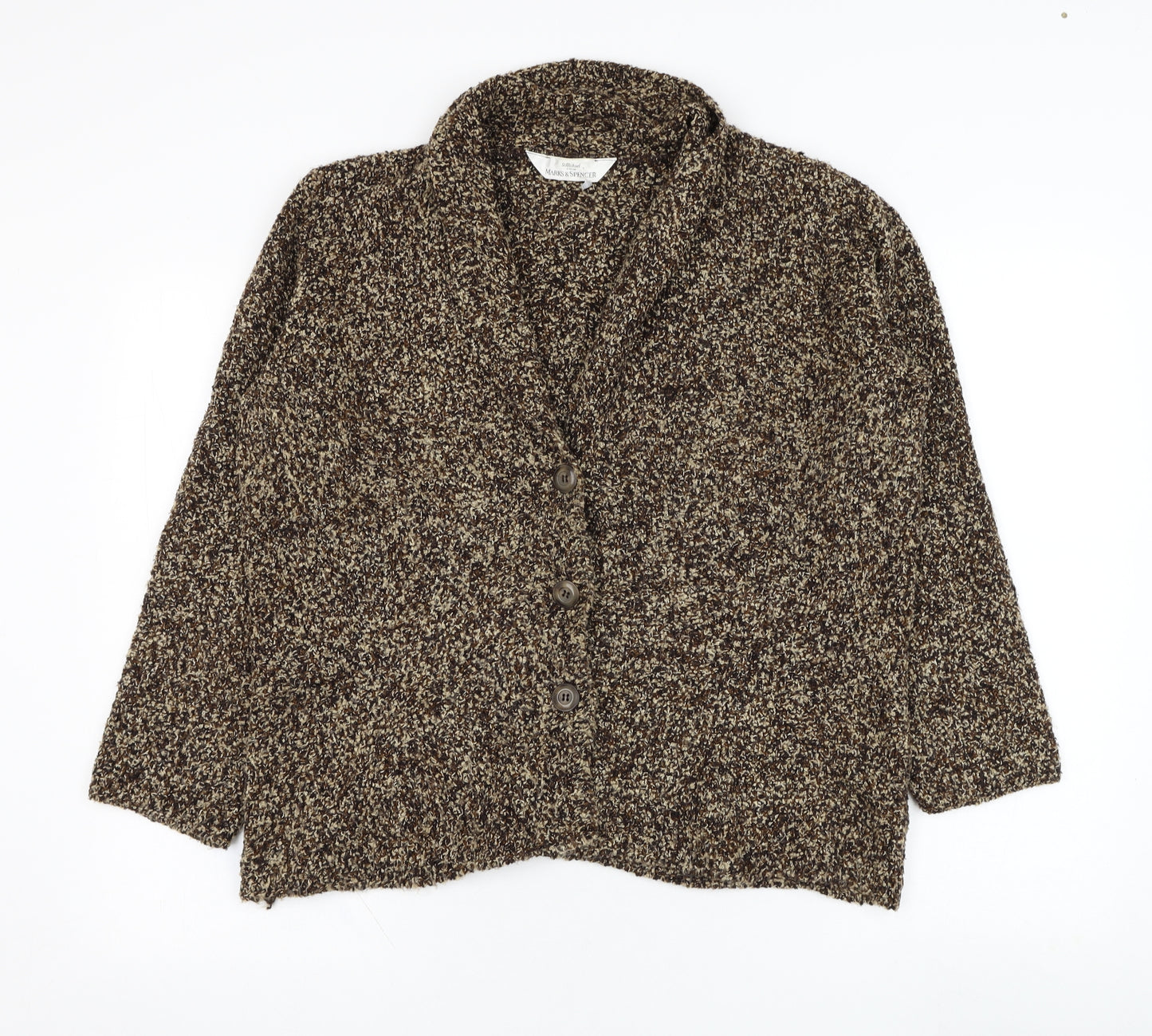 Marks and Spencer Womens Brown V-Neck  Polyester Cardigan Jumper Size M