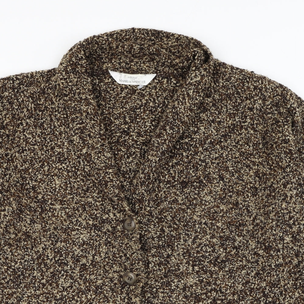 Marks and Spencer Womens Brown V-Neck  Polyester Cardigan Jumper Size M