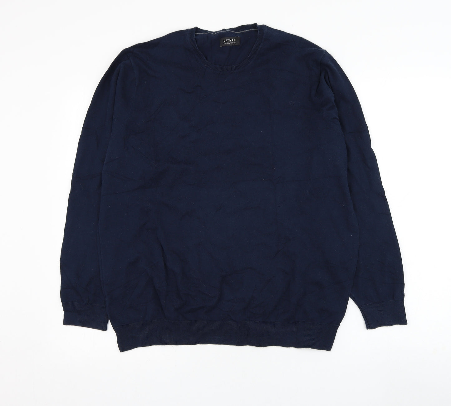 LFTMAN Mens Blue Round Neck  Cotton Pullover Jumper Size 2XL
