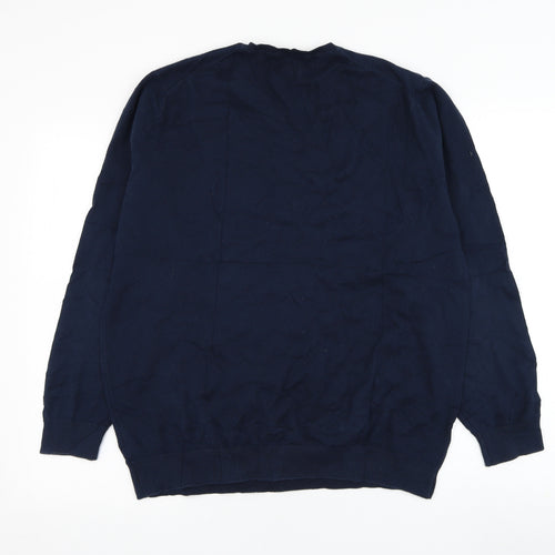 LFTMAN Mens Blue Round Neck  Cotton Pullover Jumper Size 2XL