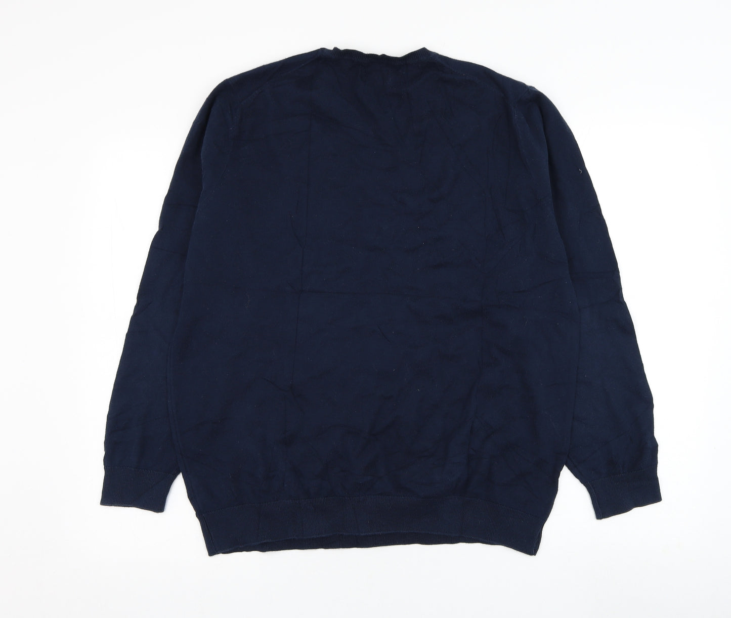 LFTMAN Mens Blue Round Neck  Cotton Pullover Jumper Size 2XL