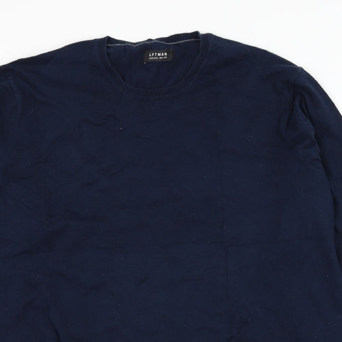 LFTMAN Mens Blue Round Neck  Cotton Pullover Jumper Size 2XL