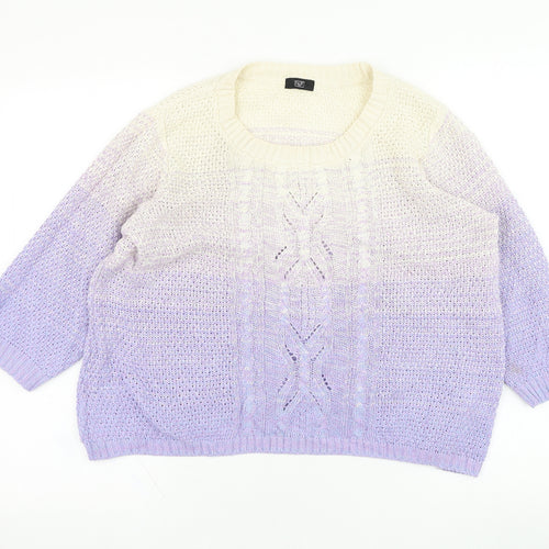 F&F Womens Purple Round Neck  Cotton Pullover Jumper Size 14