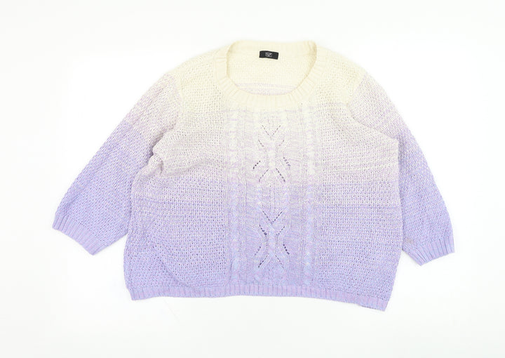 F&F Womens Purple Round Neck Cotton Pullover Jumper Size 14