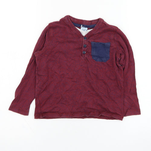 F&F Girls Red V-Neck  Cotton Pullover Jumper Size 3-4 Years  Pullover