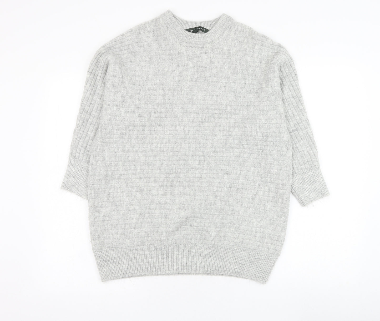 Bonmarché Womens Grey Round Neck  Acrylic Pullover Jumper Size 14