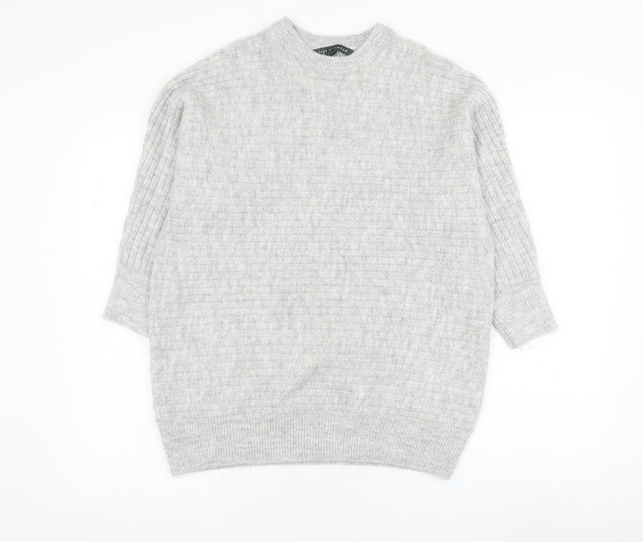 Bonmarché Womens Grey Round Neck  Acrylic Pullover Jumper Size 14