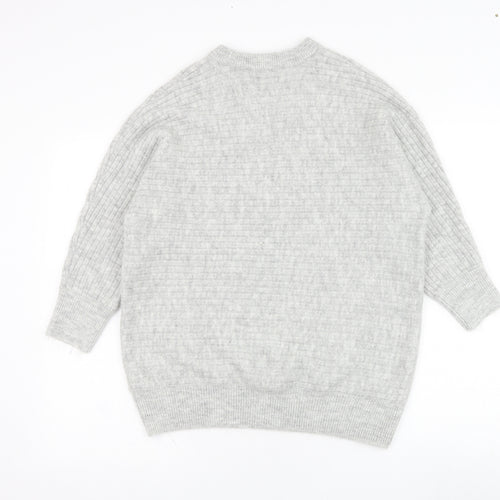 Bonmarché Womens Grey Round Neck  Acrylic Pullover Jumper Size 14
