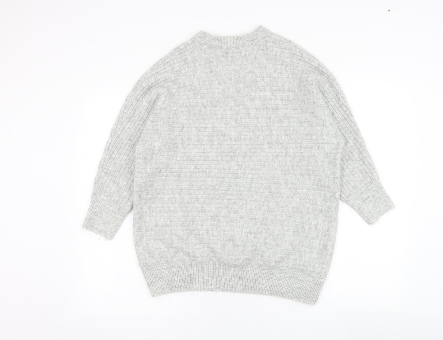 Bonmarché Womens Grey Round Neck  Acrylic Pullover Jumper Size 14