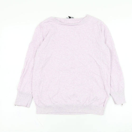 Warehouse Womens Purple Round Neck  Cotton Pullover Jumper Size 12