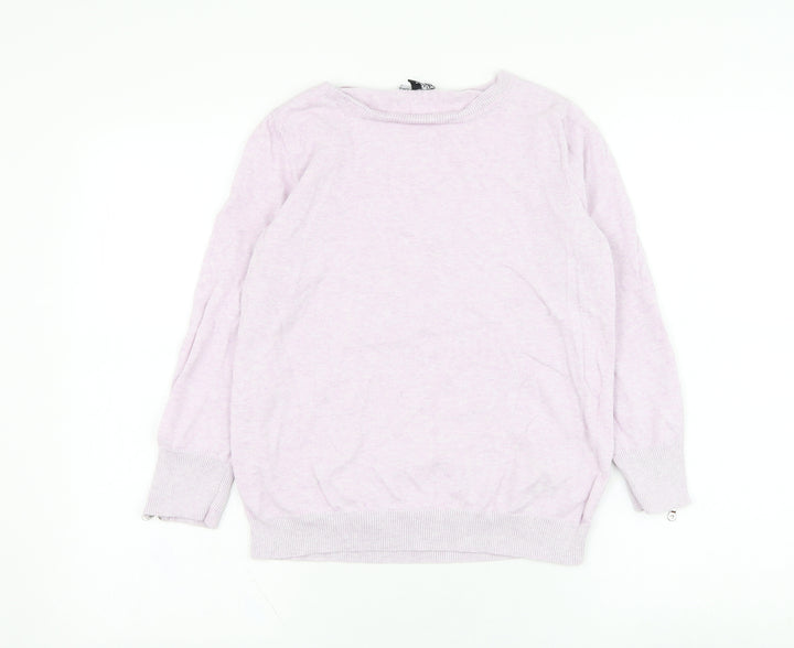 Warehouse Womens Purple Round Neck  Cotton Pullover Jumper Size 12