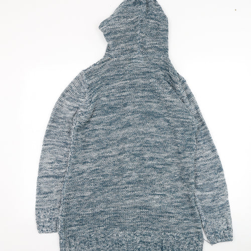 BeYou Womens Blue Round Neck  Acrylic Cape Jumper Size 12