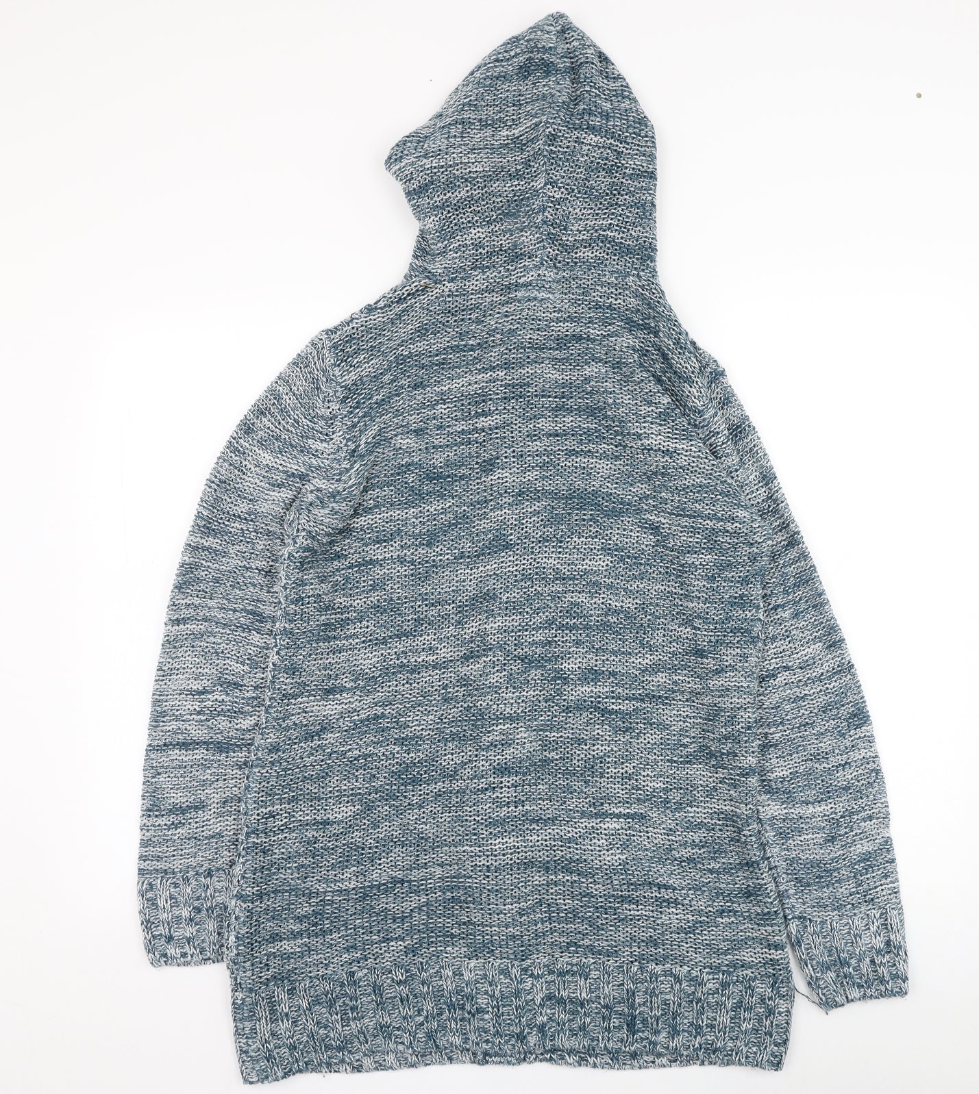 BeYou Womens Blue Round Neck  Acrylic Cape Jumper Size 12