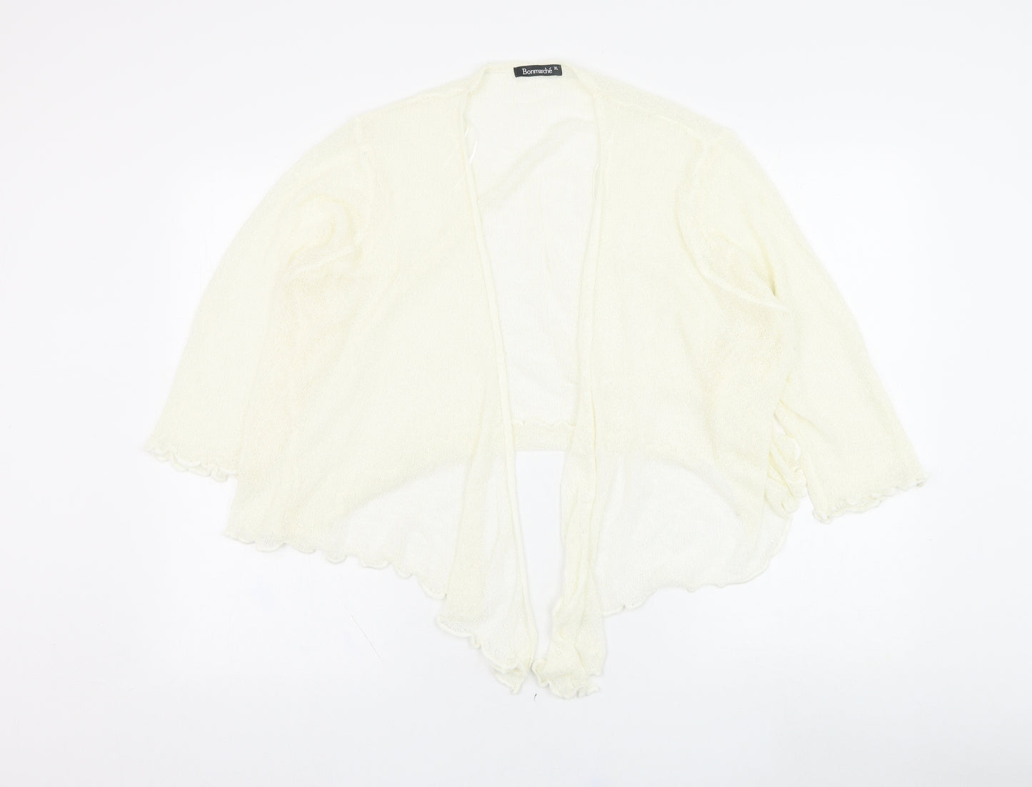Bonmarché Womens Ivory Square Neck  Acrylic Cardigan Jumper Size XL