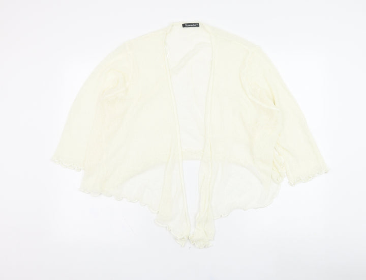 Bonmarché Womens Ivory Square Neck  Acrylic Cardigan Jumper Size XL