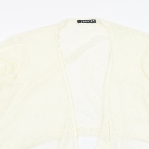 Bonmarché Womens Ivory Square Neck  Acrylic Cardigan Jumper Size XL