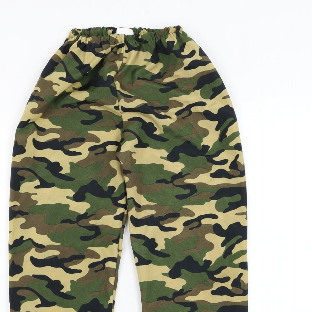 Preworn Boys Green Camouflage Polyester Jogger Trousers Size S  Regular Pullover - Army, Costume, Halloween