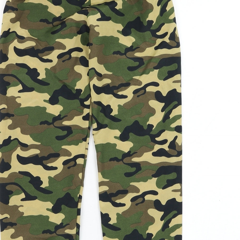 Preworn Boys Green Camouflage Polyester Jogger Trousers Size S  Regular Pullover - Army, Costume, Halloween