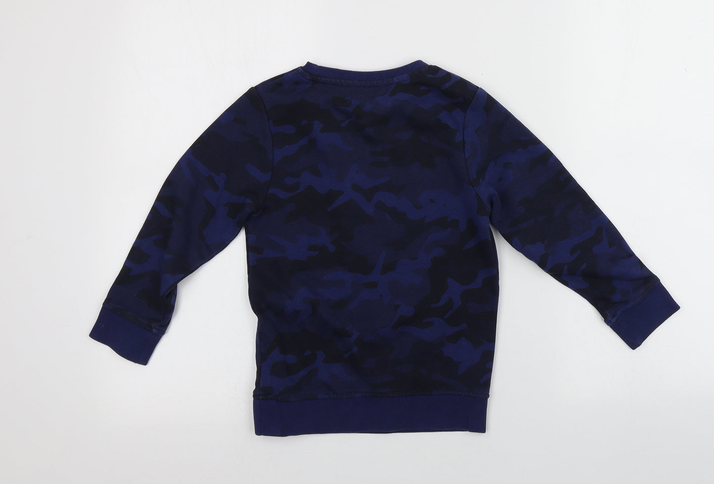 George Boys Blue Round Neck Camouflage Cotton Pullover Jumper Size 5-6 Years