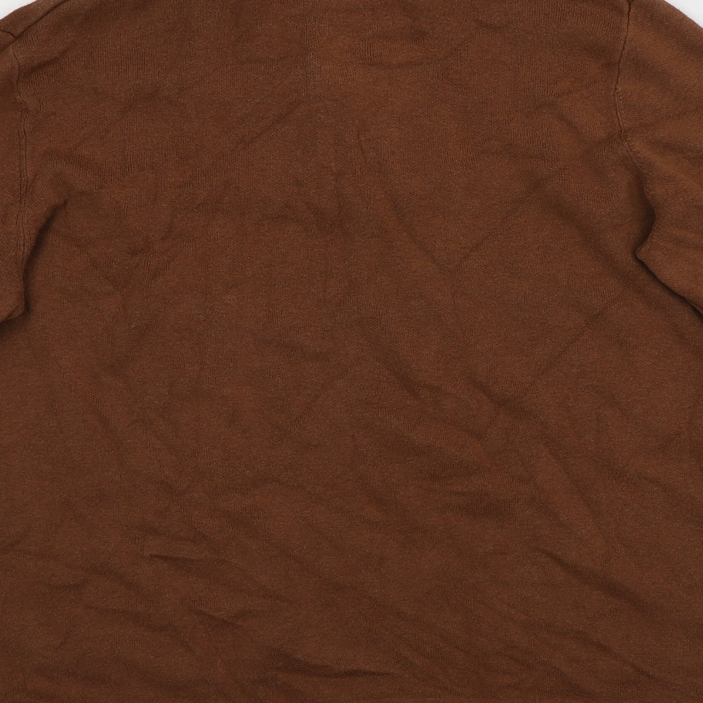 H&M Mens Brown Collared  Cotton Pullover Jumper Size M
