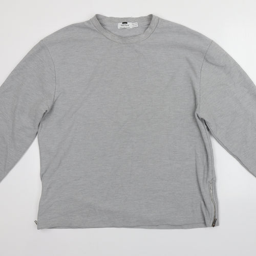 Topman Mens Grey Round Neck  Cotton Pullover Jumper Size L