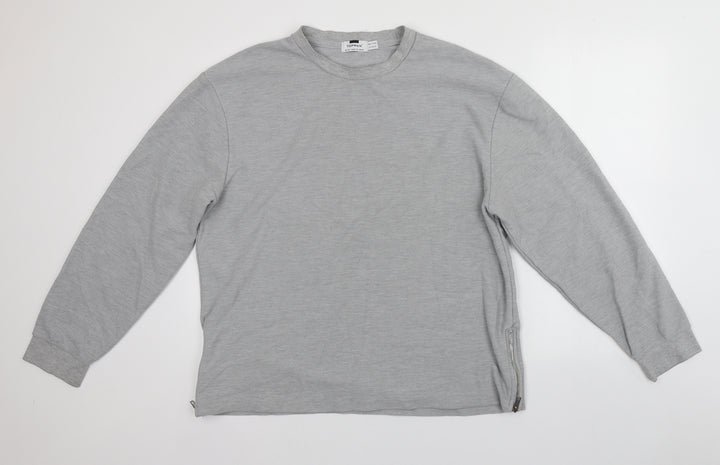 Topman Mens Grey Round Neck Cotton Pullover Jumper Size L