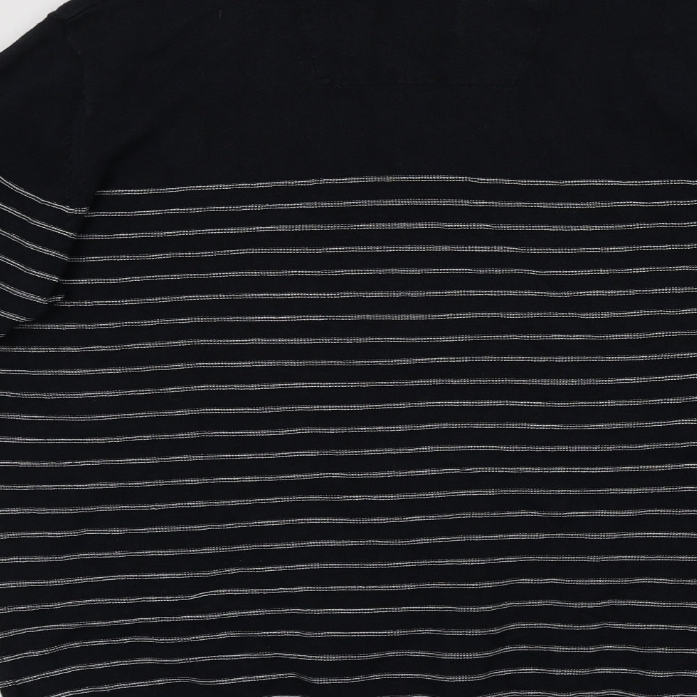 Blue Harbour Mens Blue Collared Striped Cotton Pullover Jumper Size M