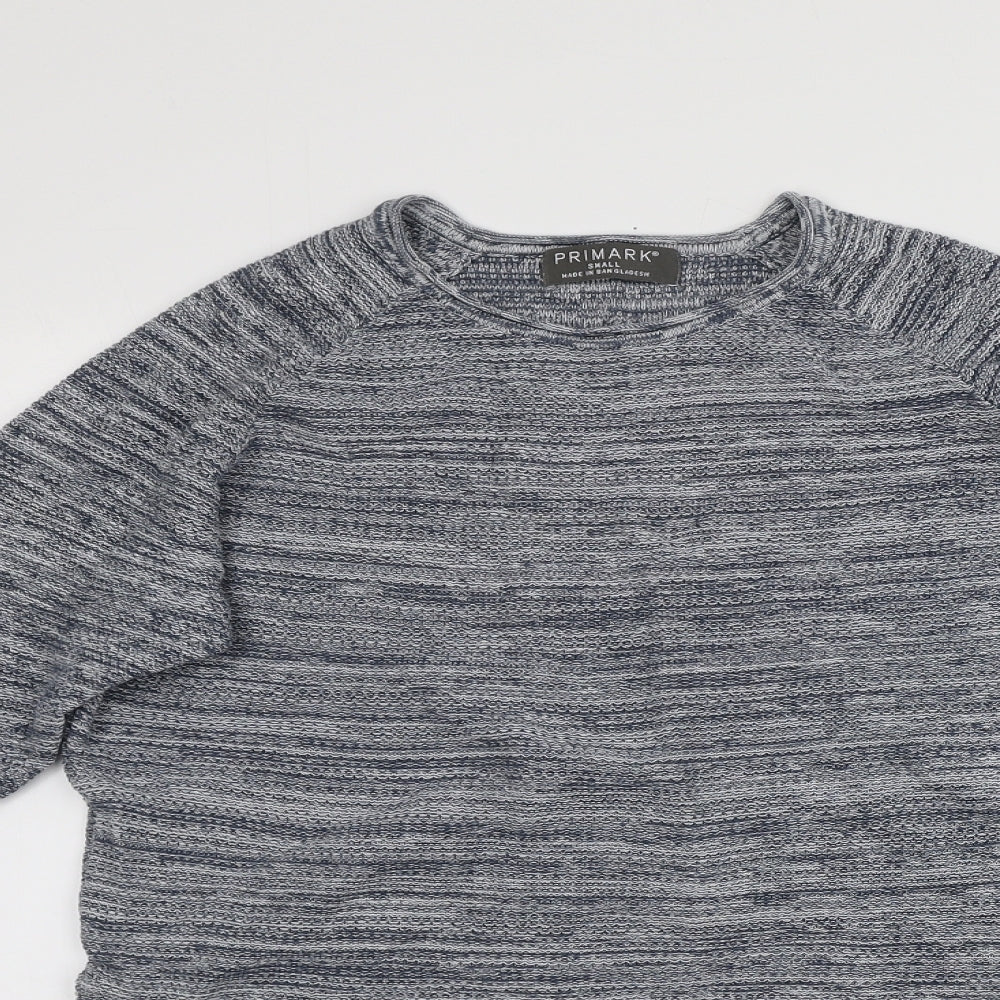 Primark Mens Blue Round Neck  Cotton Pullover Jumper Size S
