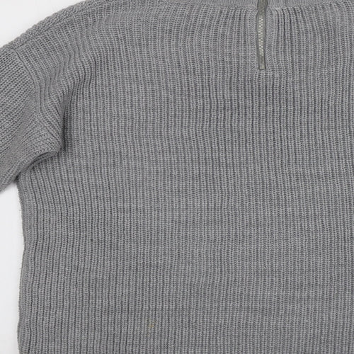 Preworn Womens Grey Round Neck  Acrylic Pullover Jumper Size 12