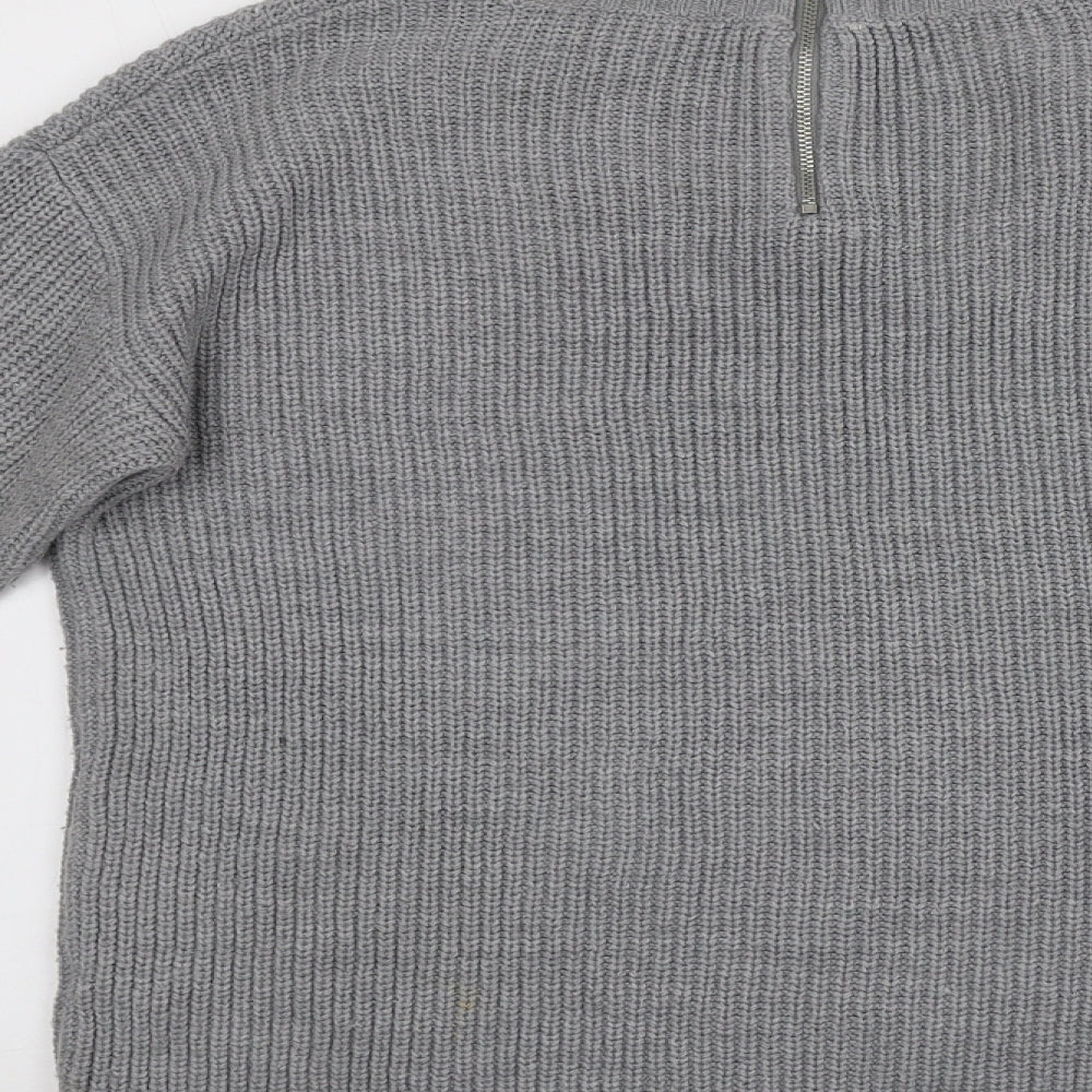 Preworn Womens Grey Round Neck  Acrylic Pullover Jumper Size 12