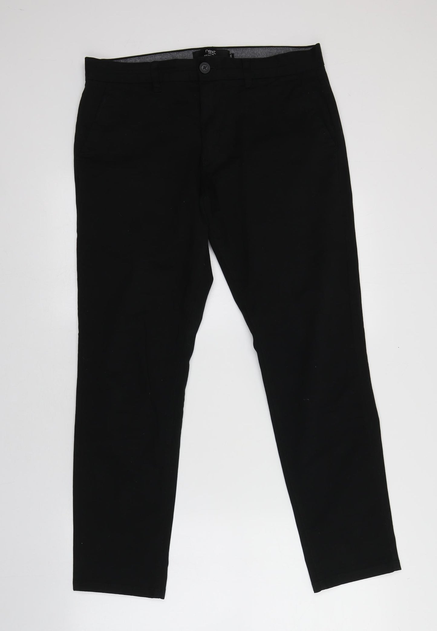 NEXT Womens Black  Cotton Chino Trousers Size 32 L29 in Slim