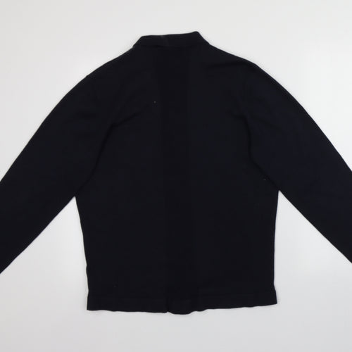 Marks and Spencer Mens Blue Collared  Cotton Pullover Jumper Size L