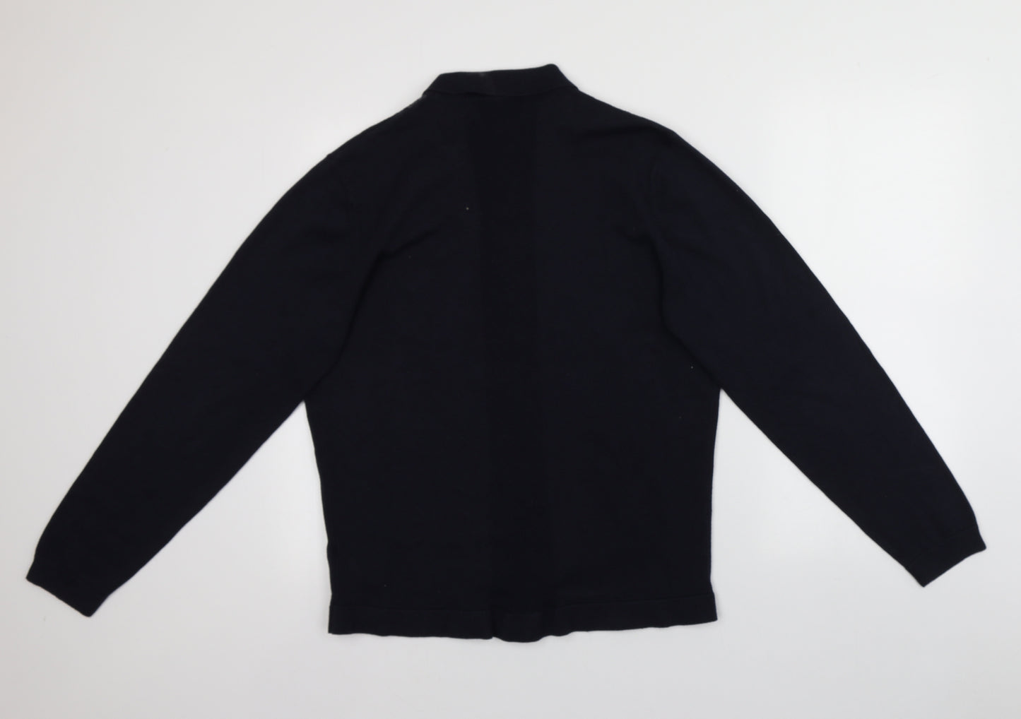 Marks and Spencer Mens Blue Collared  Cotton Pullover Jumper Size L