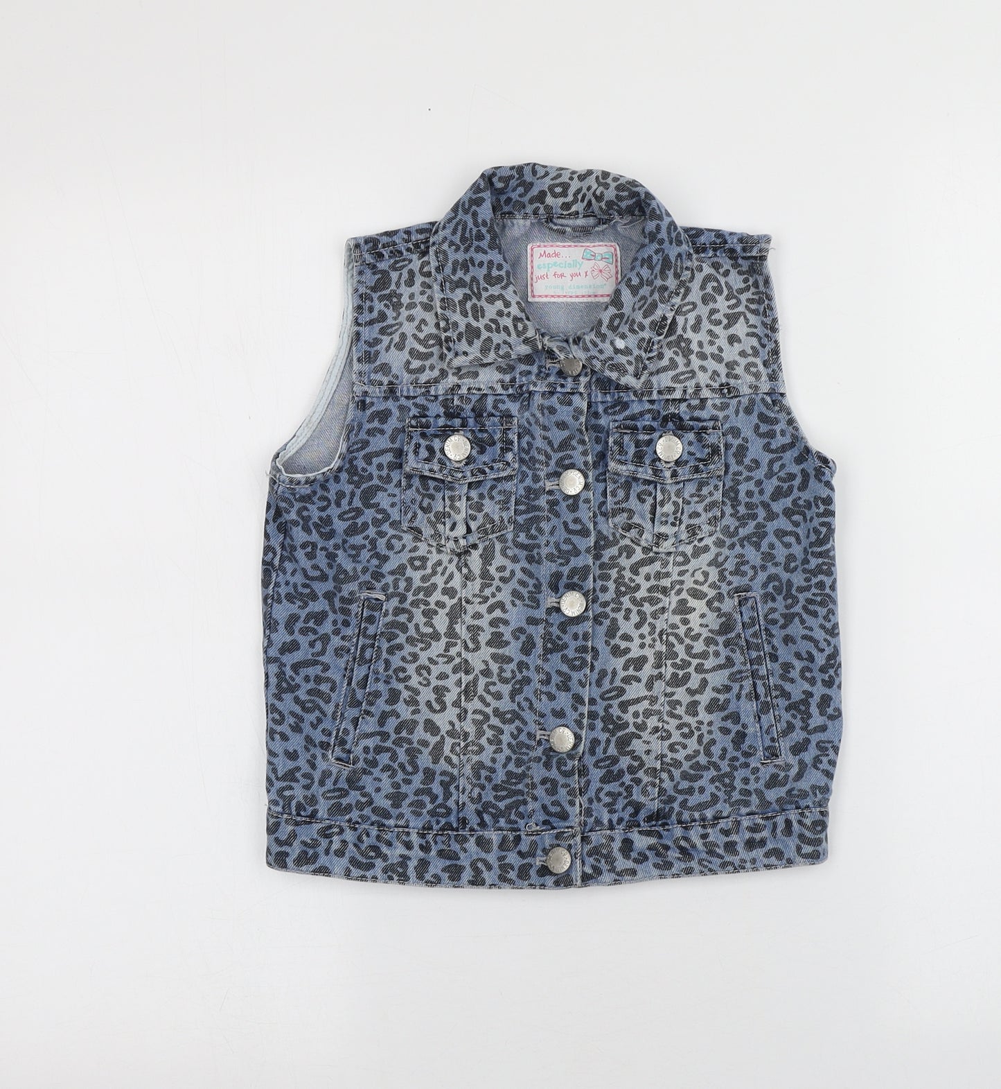 Denim & Co. Girls Blue Animal Print  Jacket  Size 6-7 Years