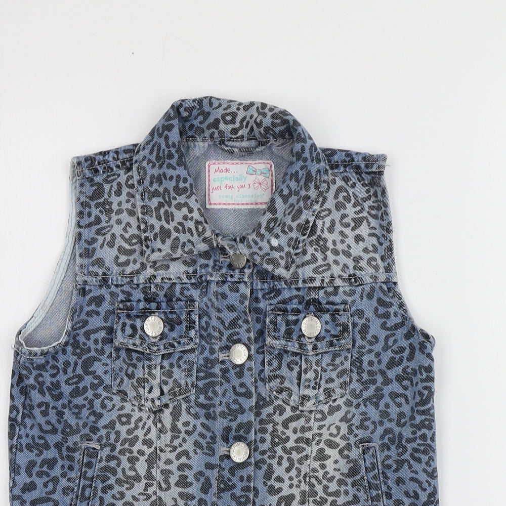 Denim & Co. Girls Blue Animal Print  Jacket  Size 6-7 Years