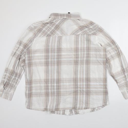 Divided Womens Multicoloured Plaid Cotton Basic Button-Up Size L Collared