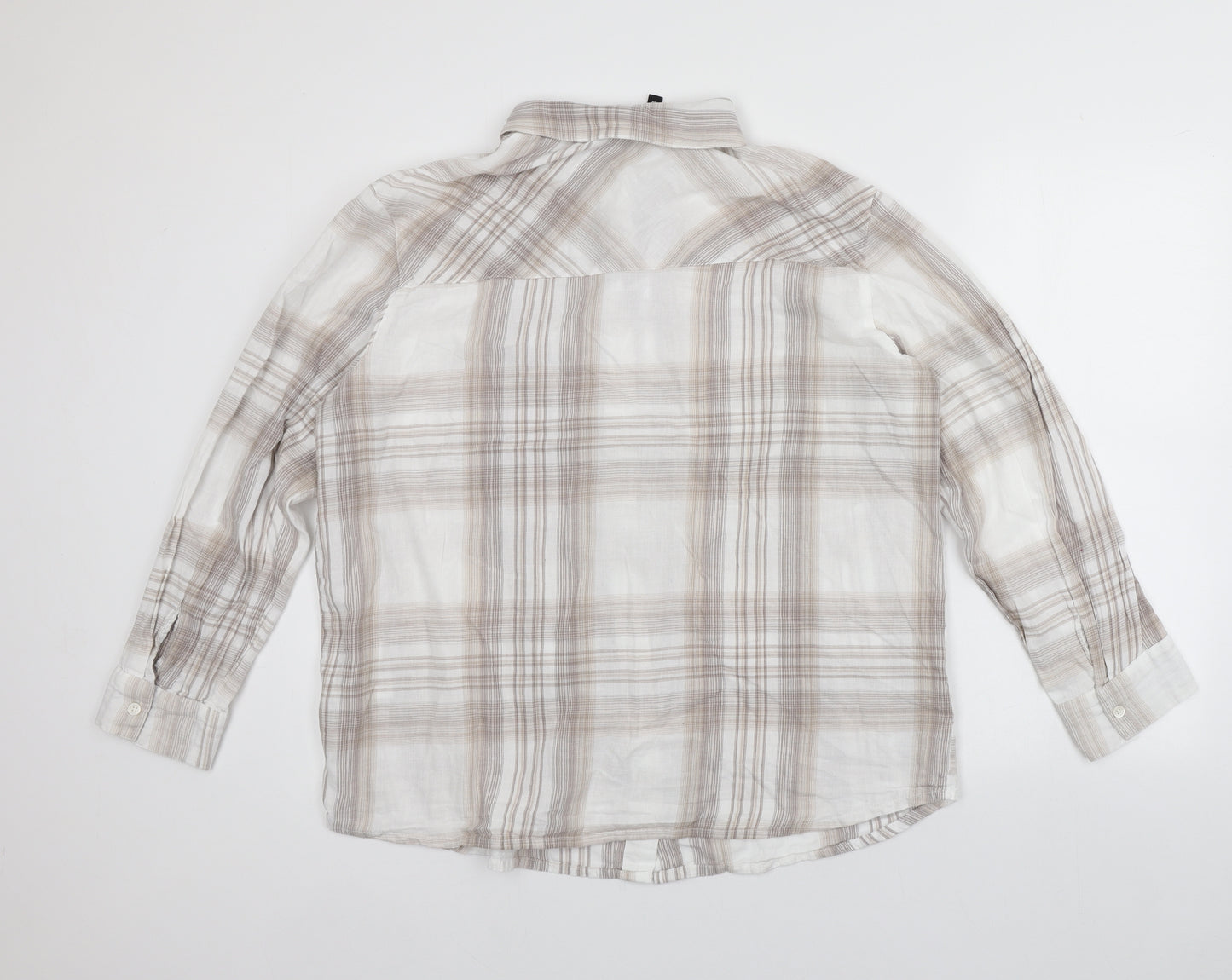 Divided Womens Multicoloured Plaid Cotton Basic Button-Up Size L Collared