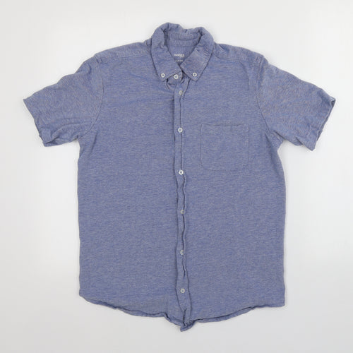 Dunnes Stores Mens Blue  Cotton  Button-Up Size S Collared