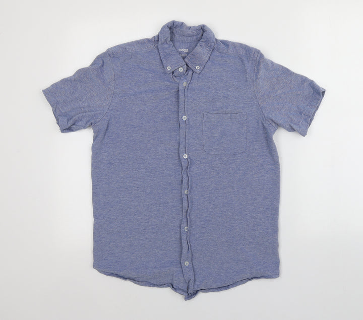 Dunnes Stores Mens Blue  Cotton  Button-Up Size S Collared
