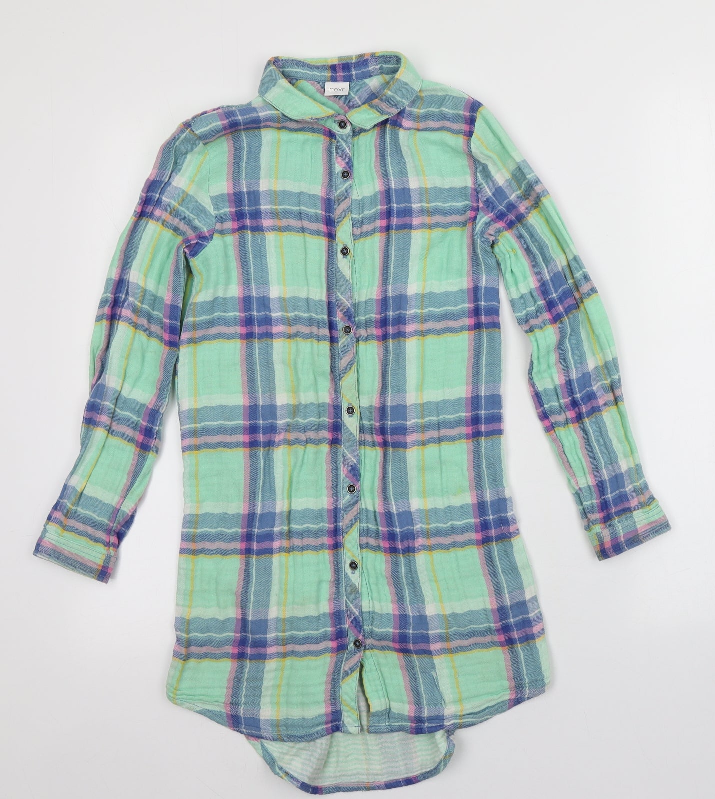 NEXT Girls Multicoloured Plaid Cotton Basic Button-Up Size 10 Years Collared
