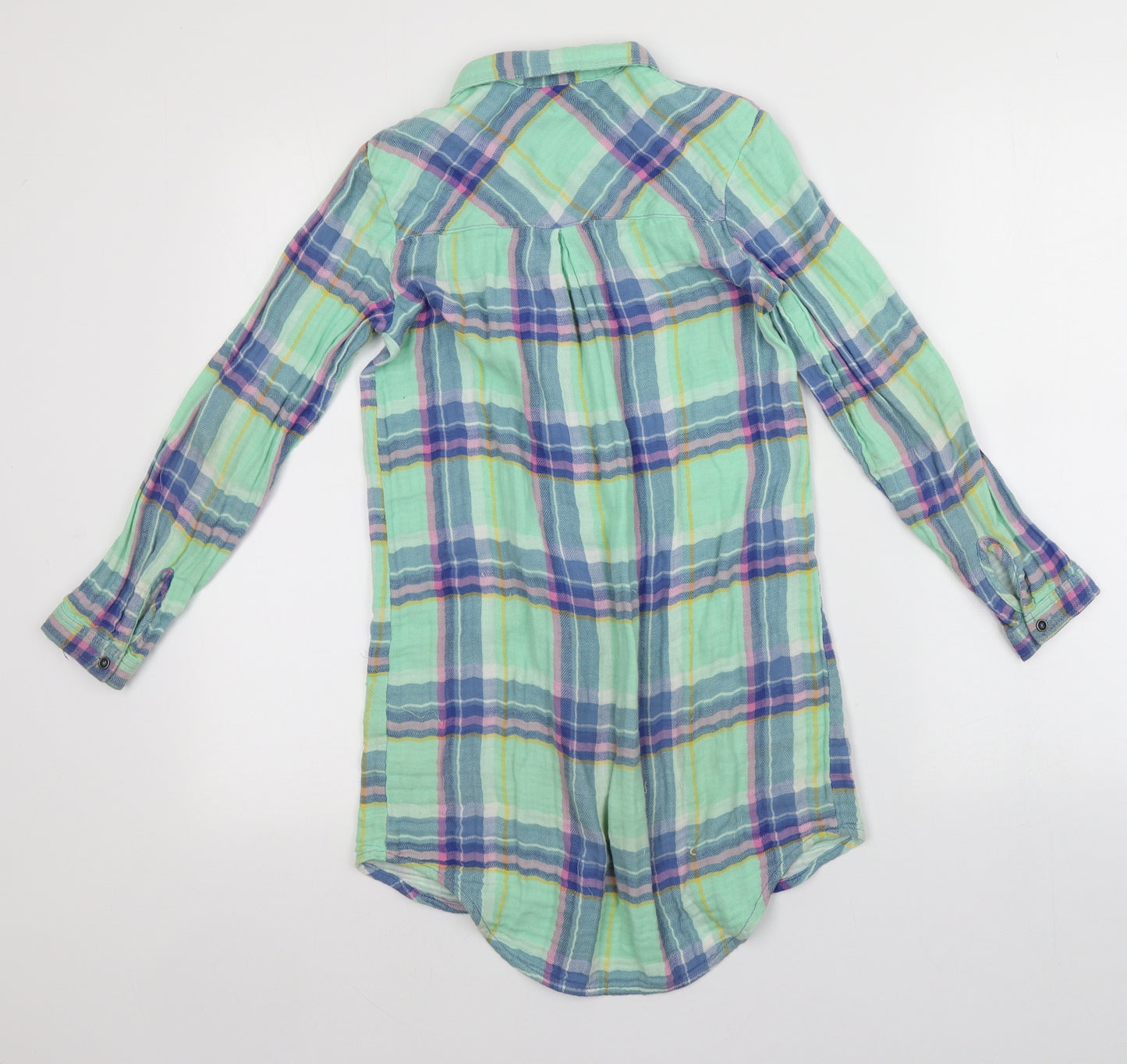 NEXT Girls Multicoloured Plaid Cotton Basic Button-Up Size 10 Years Collared