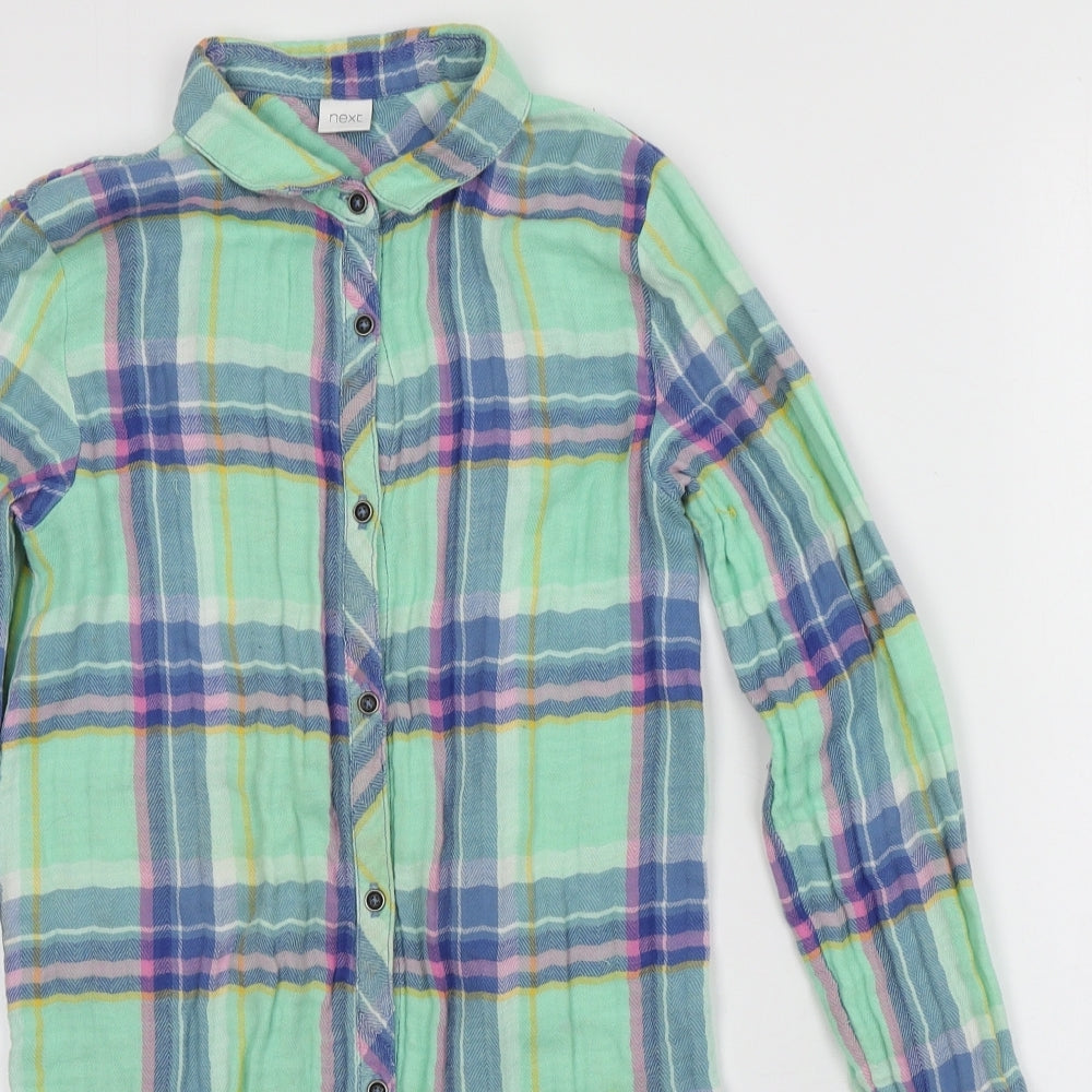 NEXT Girls Multicoloured Plaid Cotton Basic Button-Up Size 10 Years Collared