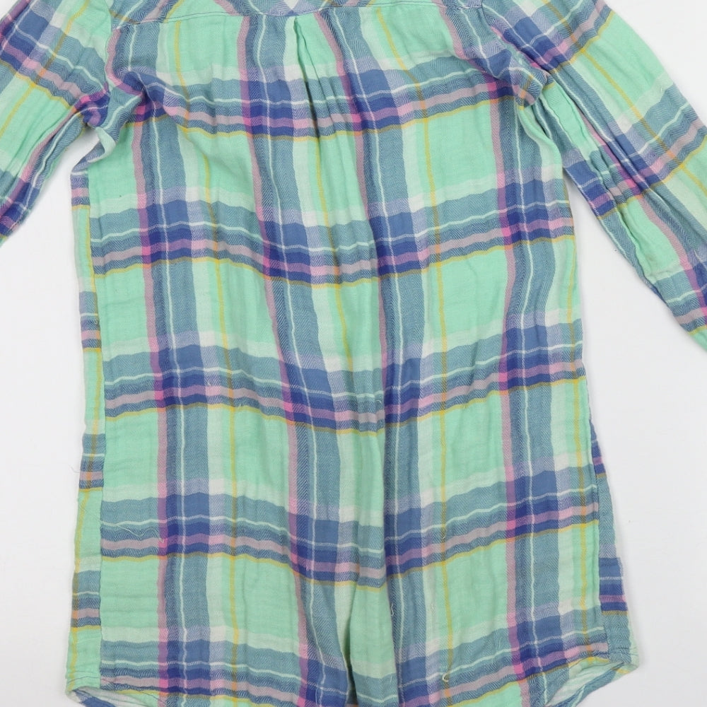 NEXT Girls Multicoloured Plaid Cotton Basic Button-Up Size 10 Years Collared