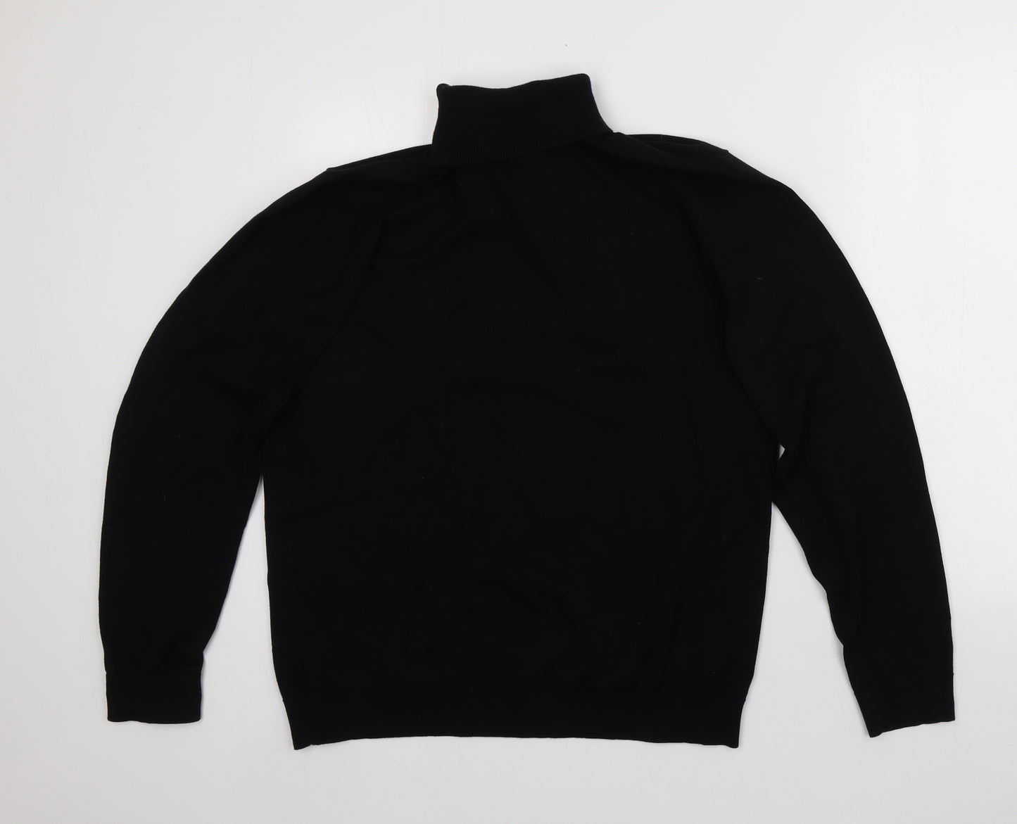 NEXT Mens Black Roll Neck  Cotton Henley Jumper Size L