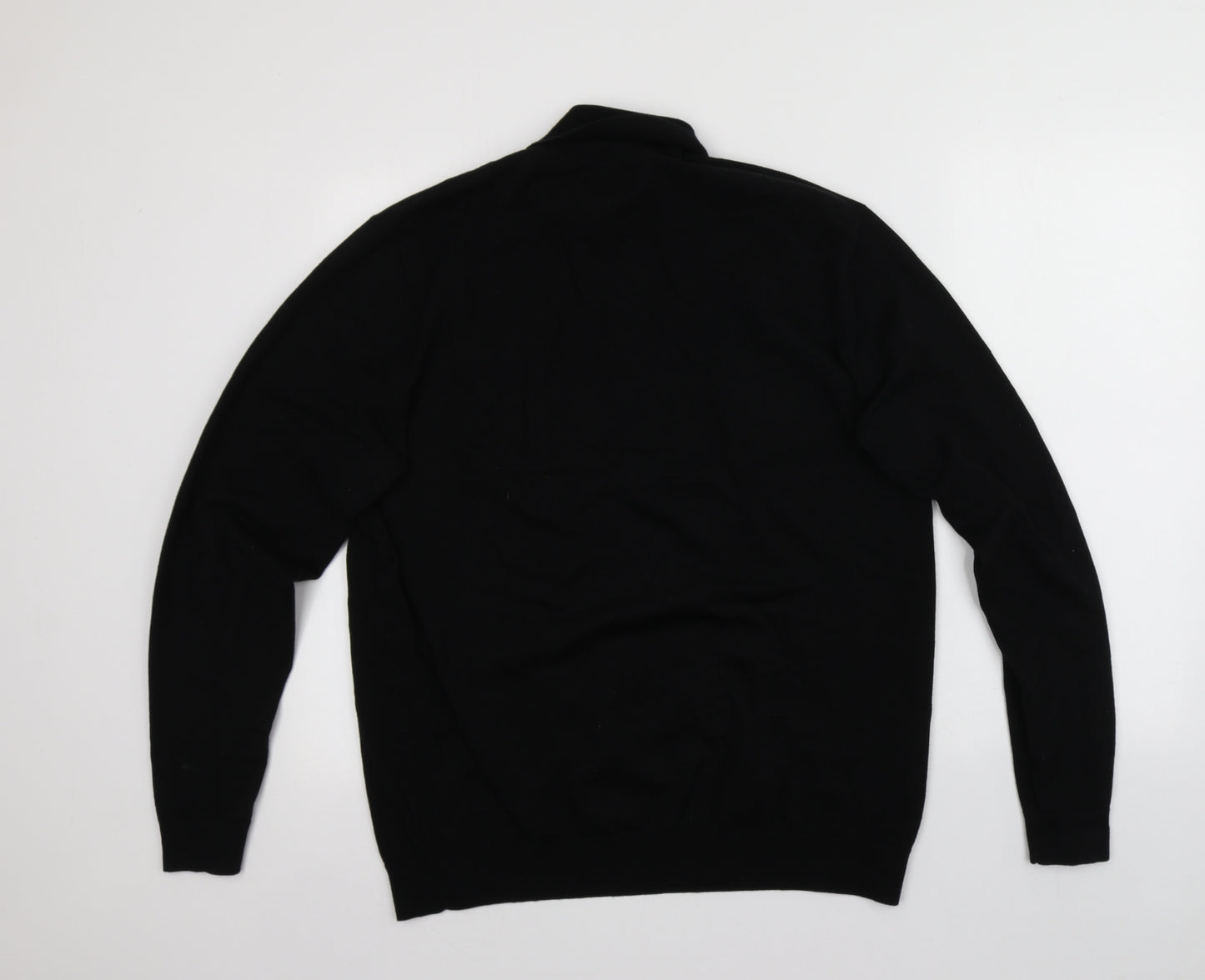 NEXT Mens Black Roll Neck  Cotton Henley Jumper Size L