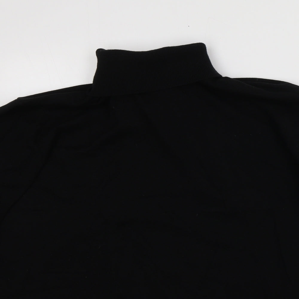 NEXT Mens Black Roll Neck  Cotton Henley Jumper Size L